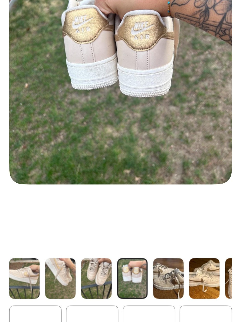 Nike Women's Sneakers in Beige with Gold Heel